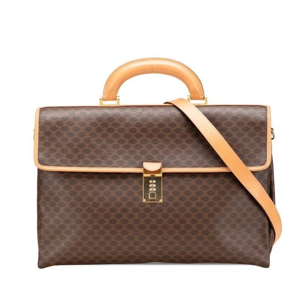 Celine Macadam Business Briefcase Brown